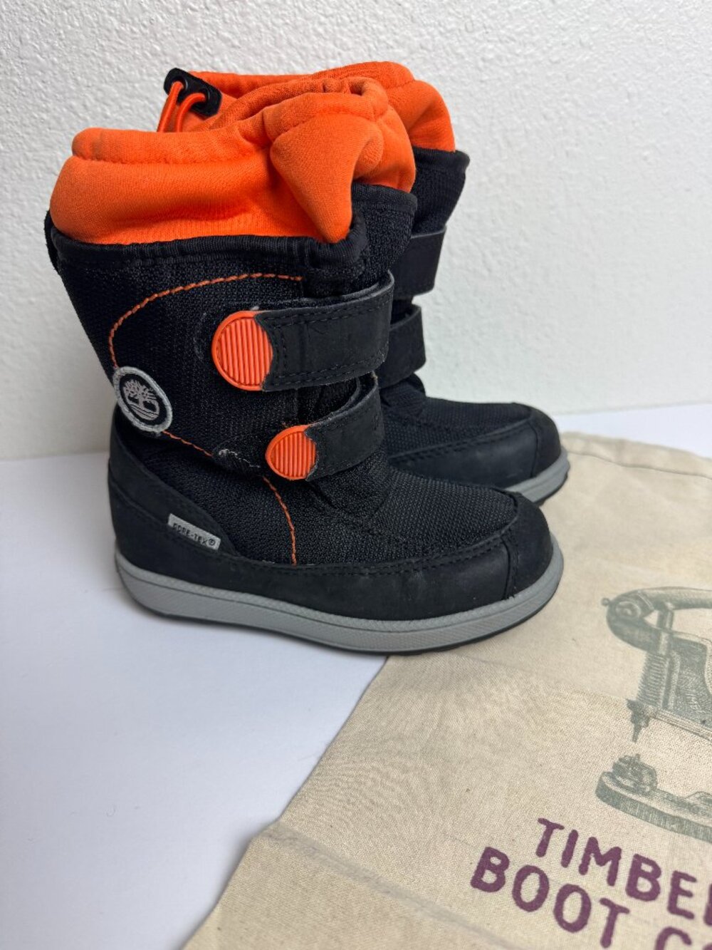 Timberland Kids Winter Boots Black Orange GORE-TEX Waterproof Size 9.5